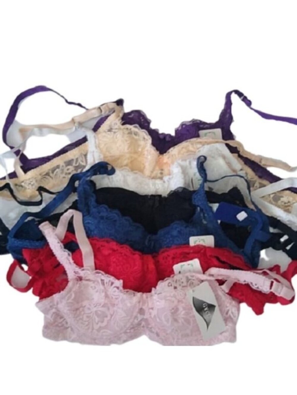 Lacy Ultrathin Underwire Push Up 3/4  Bra Set, 7 Colors Set, size XS 32B